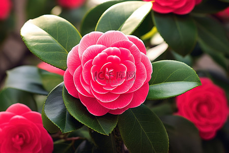 蜂蜜品种背景图片_山茶花是一种花园品种，在春天会开出甜美的粉红色花朵