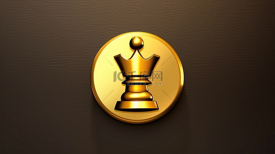 哑光金背景图片_哑光金盘，带有 3D 渲染的国际象棋国王图标，金色色调，非常适合社交媒体