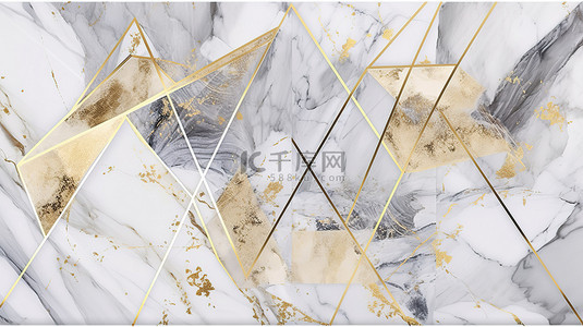 花纹线条背景图片_现代艺术壁画壁纸，带有 3D 框架金色大理石三角形和装饰线