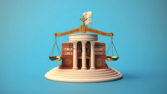 以 3D 形式描绘的希腊法律体系，用于信息图表和社交媒体内容