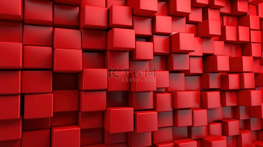 3d 红色方形墙完美背景适合您的设计
