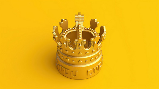 金币皇冠背景图片_富丽堂皇的金色英镑符号，黄色背景上带有皇冠，用于货币兑换和 3D 渲染的汇款概念