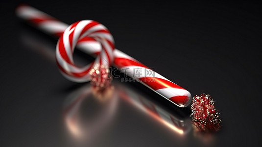节日介绍背景图片_棒棒糖条纹的 3D 渲染，带来逼真的圣诞节体验