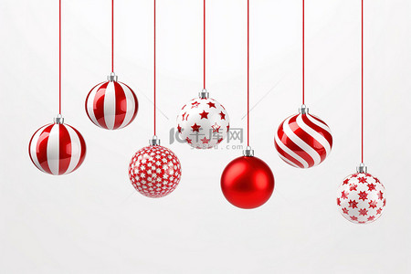 圣诞饰品红色和白色串聚苯乙烯泡沫塑料透明背景png