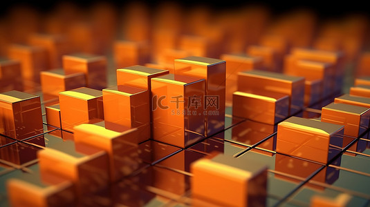 收益背景图片_3D 渲染框图，橙色箭头代表金融证券交易所和业务收益
