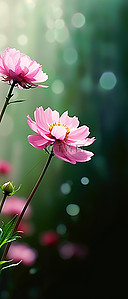 天然池塘中粉红色小花的照片