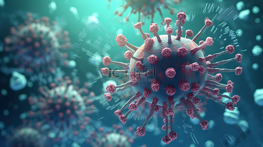 插画生物背景图片_3D 医学概念图噬菌体病毒对抗传染性细菌