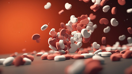 瘾背景图片_3d 渲染的心脏药物溢出的概念