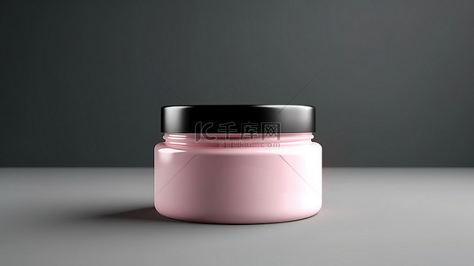小塑料罐中紧凑型化妆品霜包装模型的 3D 渲染
