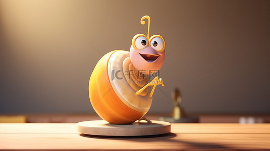 动物蜗牛背景图片_海蜗牛 3d 角色在讲台上展示