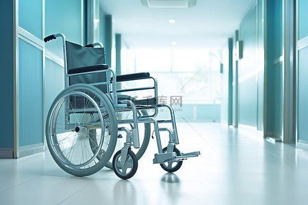 的轮椅背景图片_坐在医院水泥地板上的轮椅