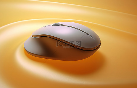 浅色电脑鼠标坐在黄色表面上