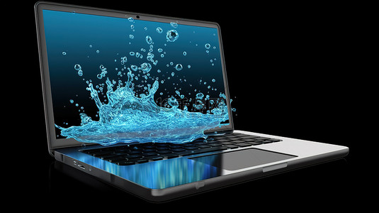 科技水背景图片_笔记本电脑生成 3D 水模拟