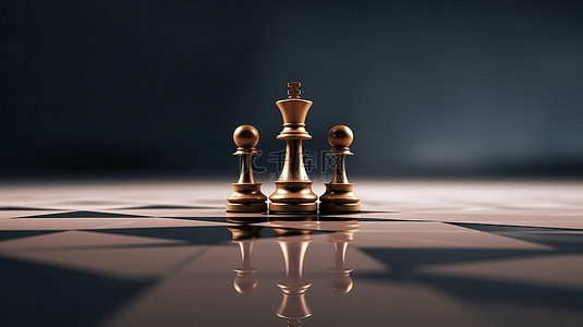 将背景图片_象征领导力的国际象棋国王的 3d 渲染