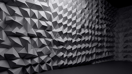 三角形多边形堆叠墙背景 3d 透视图