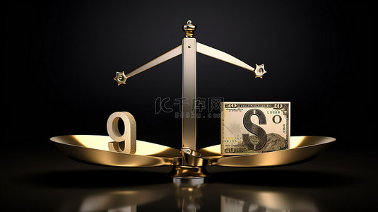 货币比较欧元和美元符号在孤立背景下平衡规模的 3D 插图