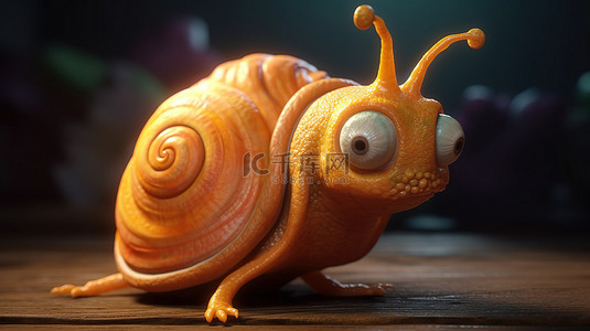 动物蜗牛背景图片_3d 渲染中异想天开的蜗牛