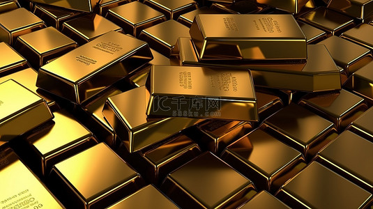 用堆积的金条投资黄金省钱概念的插图