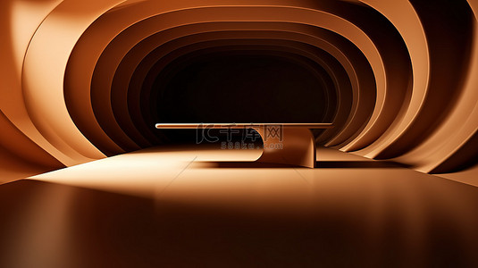 渐变桌子背景图片_3D 环境中的棕褐色桌子