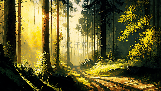 阳光色背景图片_阳光森林背景