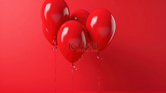 生日背景图片_近距离抽象 3D 红色气球隔离