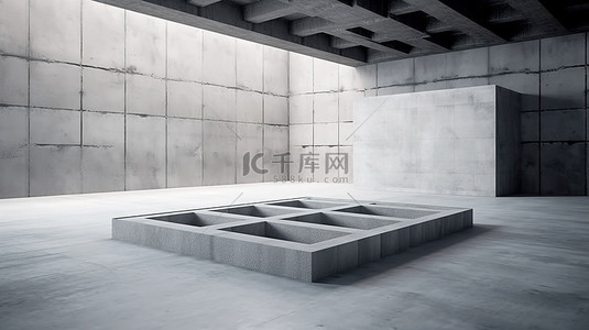 房子背景背景图片_空水泥地板建筑形状，采用令人惊叹的 3D 渲染混凝土块