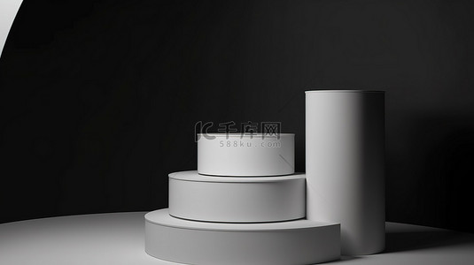 倾斜椭圆背景图片_用于商业陈列柜的带有空产品展示架的倾斜圆柱底座的时尚 3D 设计