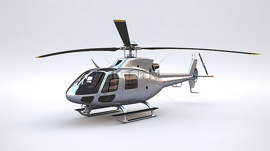 直升机背景图片_白色背景和孤立灰色直升机的 3d 插图