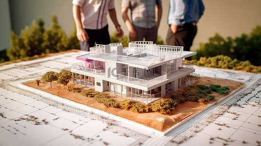 留着胡子的建筑师正在合作为新的住房开发项目开发革命性的 3D 模型
