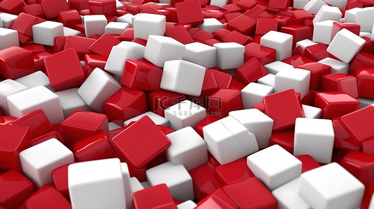 思考背景图片_充满活力的红色创意立方体高耸在一堆白色空白立方体之上