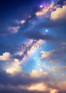 宇宙星空蓝背景图片_云彩星空蓝紫色背景