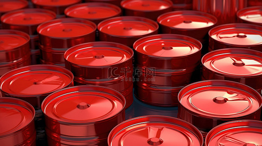 红油行业主题中工业金属容器的 3D 渲染
