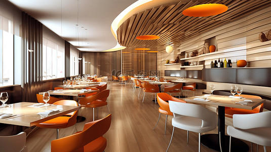 现代就餐体验酒店餐厅内部 3D 渲染