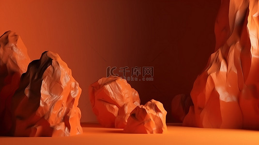 摇滚背景图片_广告准备好 3d 渲染橙色抽象摇滚背景
