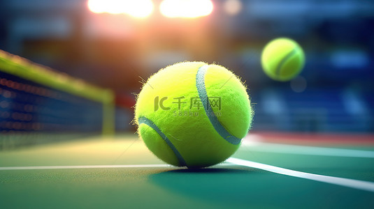 网球背景图片_3d 渲染模糊背景与动画网球和球拍