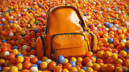 书包周围有彩色球