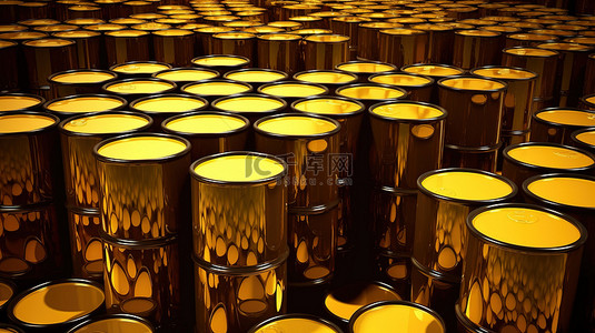 十个坚持模板背景图片_3D 渲染中堆叠的黄色气体燃料桶的排列