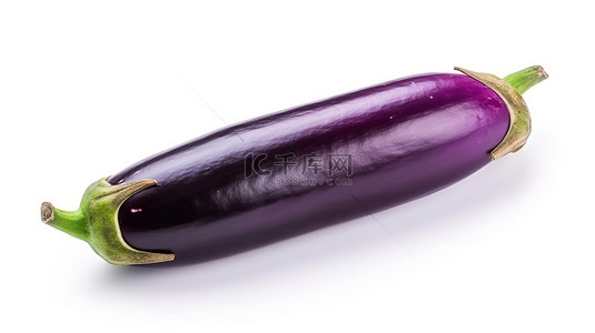 3d 渲染中白色背景上的紫色蔬菜切口隔离茄子或茄子