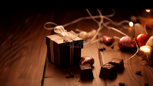 爱心巧克力盒背景图片_巧克力礼物插画背景