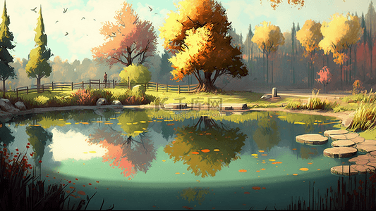 公园黄色秋天树影