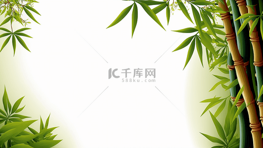 简笔植物背景图片_竹子白色左右装饰留白背景