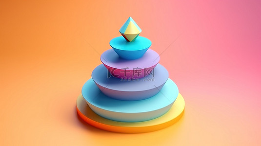 彩色简约风格背景图片_具有重力概念的彩色简约风格几何形状的三维渲染