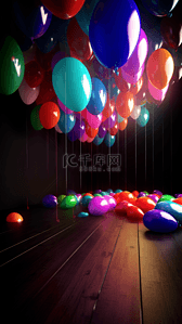气球梦幻背景图片_派对气球梦幻渲染背景