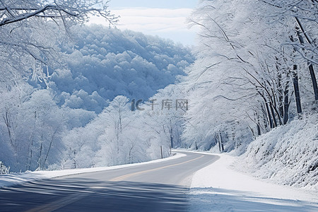 阿巴拉契亚山脉路边的冬天