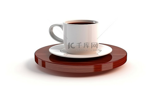 拿铁茶背景图片_高架咖啡杯单独站立在 3D 纯白色背景上