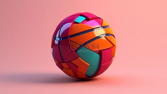 充满活力的 3D 篮球是一个孤立物体的时尚而简单的设计