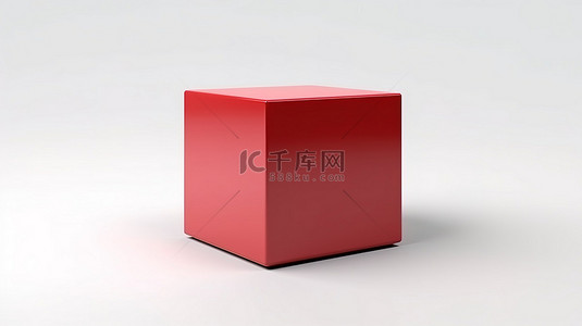 红色叶子装饰边条背景图片_带有孤立红色立方体的白色背景的 3D 渲染插图