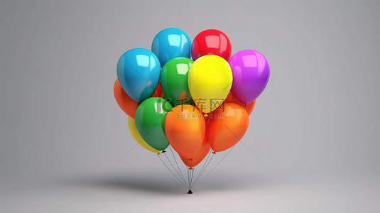 时装商店背景图片_彩色第 19 彩虹气球 3D 插图非常适合灰色背景下的儿童商店销售