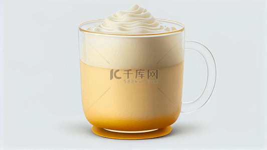 意式咖啡背景图片_摩卡玻璃杯奶油背景