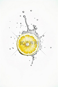 溅背景图片_一片柠檬在水中和水溅